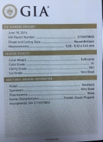  0.60CT H VS1 GİA Sertifikalı Pırlanta Tek Taş Yüzük TEKTAŞ028